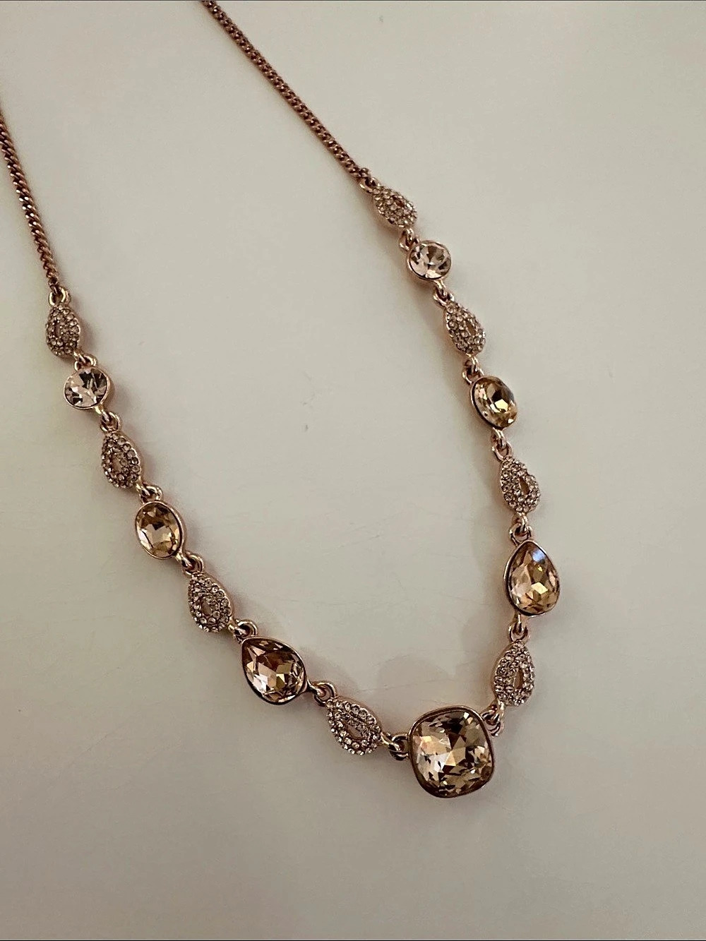 NWT Givenchy Rose Gold-Tone Champagne Crystal Statement Necklace